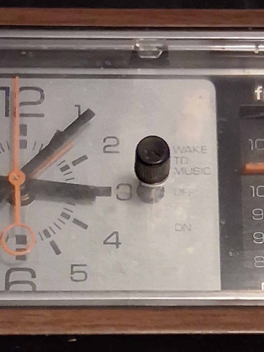 Analog Clock Radio with Silver Face and Black Knob - Orange Accent